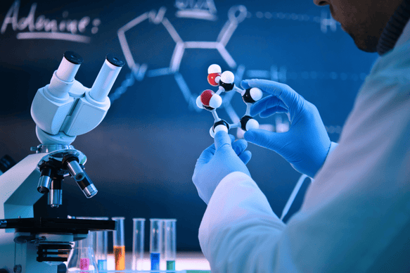 Imagen de pruebas genéticas en fondo azul.